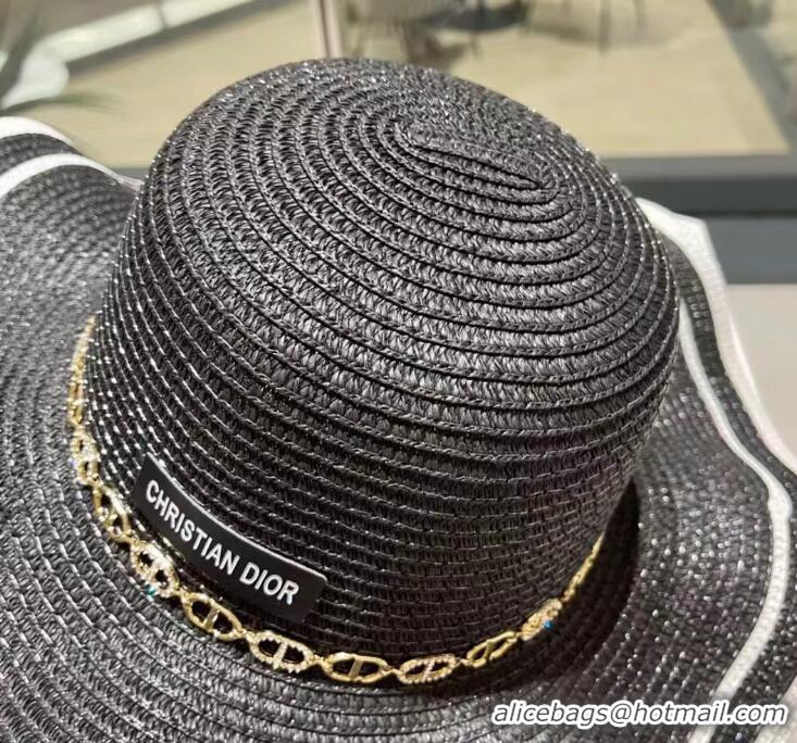 Reasonable Price Dior Straw Hat D2723 Black 2024