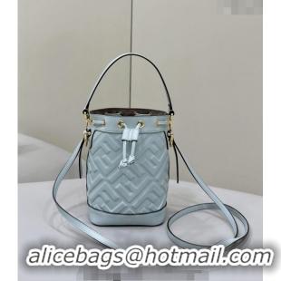 Good Taste Fendi Mon Tresor Mini Bucket Bag in FF Leather 8637 Blue 2024