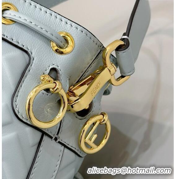 Good Taste Fendi Mon Tresor Mini Bucket Bag in FF Leather 8637 Blue 2024