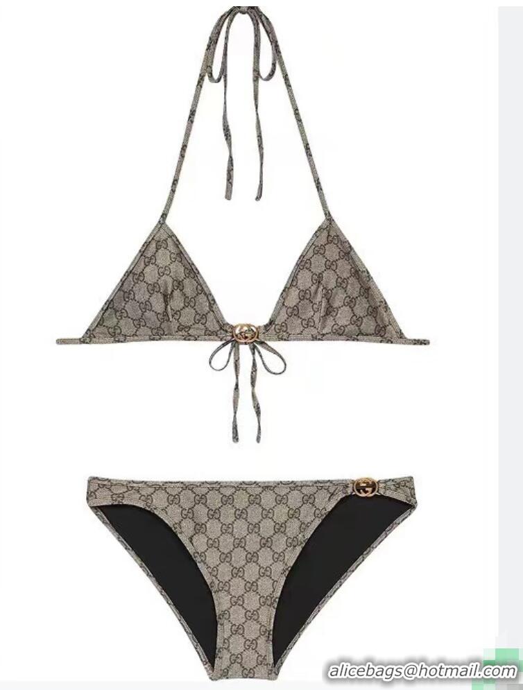 Trendy Design Gucci GG Supreme-print Triangle Bikini G7412 Beige