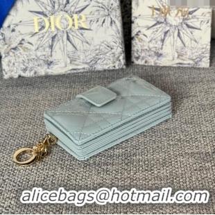 Trendy Design Dior Lady 5-Gusset Card Holder Wallet in Patent Cannage Calfskin CD0206 Light Blue 2024