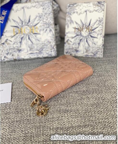 Trendy Design Dior Small Lady Dior Voyageur Coin Purse in Patent Calfskin CD0220 Nude Pink 2024