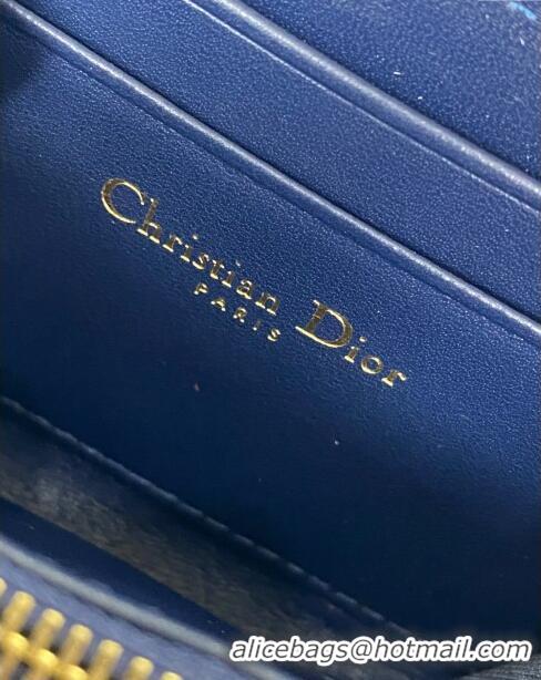 Luxurious Dior Small Lady Dior Voyageur Coin Purse in Patent Calfskin CD0220 Blue 2024