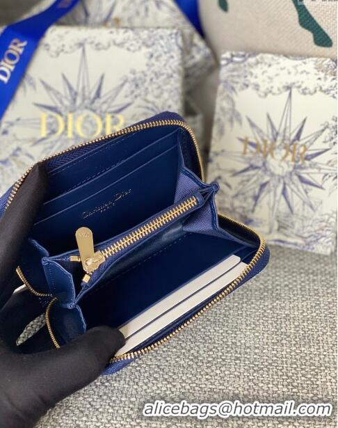 Luxurious Dior Small Lady Dior Voyageur Coin Purse in Patent Calfskin CD0220 Blue 2024