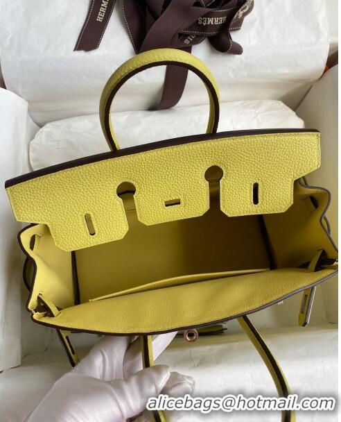 Well Crafted Hermes Birkin 25cm Bag in Original Togo Leather HB025 Light Yellow/Silver (Pure Handmade)