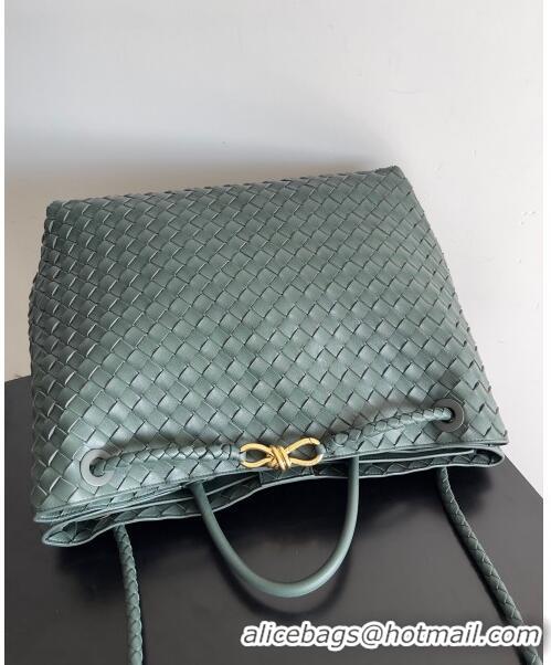 Top Grade Bottega Veneta Large Andiamo Top Handle Bag in Intrecciato Suede Leather 743575 Deep Green 2024