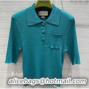 Top Grade Gucci Knit Short-sleeved Sweater G043014 Green 2024