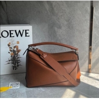 Promotional Loewe Puzzle Medium Bag in Smooth Calfskin 3002B Caramel Brown 2024
