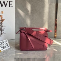 Super Quality Loewe Mini Puzzle bag in Satin Calfskin with Wide Leather Strap L2074 Rose Pink 2024