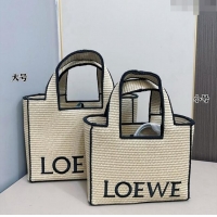 Reasonable Price Loewe Small/Medium LOEWE Front Tote Bag in Raffia Straw 0402 Beige/Black 2024
