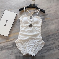 Fashion Discount Chanel Ruffled Swimwear 0306 White 2024