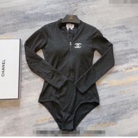 Buy Cheap Chanel Long Sleeve Swimwear with Zip 0306 Black 2024