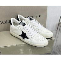 Top Design Golden Goose GGDB Ball Star Sneakers in White Calfskin and Dark Green Glitter Star 328106