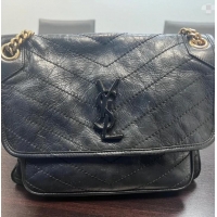 Buy Discount Saint Laurent Niki Medium Bag in Vintage Leather 633158 Black Gold