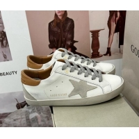 Best Grade Golden Goose GGDB Super-Star Sneakers in White Calfskin and Grey Star 328129