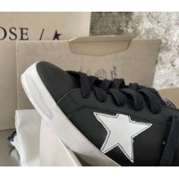 Stylish Golden Goose GGDB Super-Star Sneakers in Calfskin Leather Black/White 328144