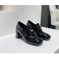 Luxurious Miu Miu Patent Leather Pumps 8.5cm with Coin Black 327094
