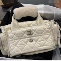 Promotional Chanel Coco Neige Nylon Large Bowling Bag AS4364 White 2024 