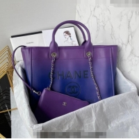 Inexpensive Chanel Shaded Calfskin Shopping Bag AS3351 Purple/Blue/Dark Blue 2024
