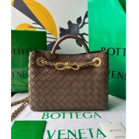 Super Quality Bottega Veneta Small Andiamo Top Handle Bag With Chain 786008 Taupe Grey 2024