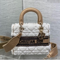 Promotional Dior Medium Lady D-Lite Bag in Cannage Shearling CD0118 White 2024