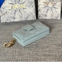 Trendy Design Dior Lady 5-Gusset Card Holder Wallet in Patent Cannage Calfskin CD0206 Light Blue 2024