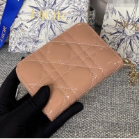 Trendy Design Dior Small Lady Dior Voyageur Coin Purse in Patent Calfskin CD0220 Nude Pink 2024