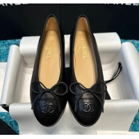 Best Grade Chanel Classic Grained Calfskin Leather Ballet Flat Black 325040