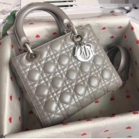 Top Quality Dior Medium Lady Dior Bag in Cannage Lambskin 44532 Pearl Grey/Silver 2024