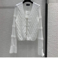 Buy Cheapest Chanel Knit Cardigan CH042713 White 2024