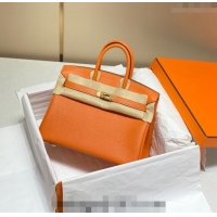 Classic Design Hermes Birkin 25cm Bag in Togo Leather 1227 Orange
