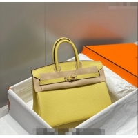 Grade Discount Hermes Birkin 25cm Bag in Togo Leather 1227 Chick Yellow 2023