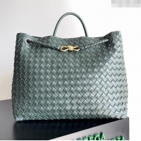 Top Grade Bottega Veneta Large Andiamo Top Handle Bag in Intrecciato Suede Leather 743575 Deep Green 2024