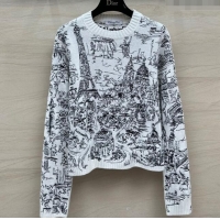 Top Grade Dior Cashmere Sweater D043004 White/Black 2024