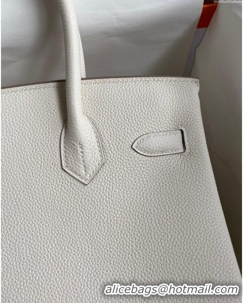 Stylish Hermes Birkin 35cm Bag in Original Togo Leather H35 Milkshake White/Gold 2024 (Full Handmade)