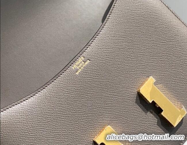 Top Quality Hermes Constance Bag 23cm in Epsom Leather with Mirror H3038 Etain/Grey/Gold 2023 NEW ( Half Handmade)