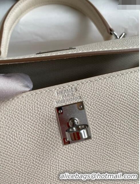 Trendy Design Hermes Kelly 25/28cm Bag in Original Epsom Leather K2528 Milk Shake White/Silver 2024 ((Half Handmade)