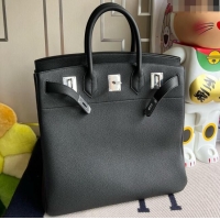Super Quality Hermes Hac Birkin 40 Bag in Togo Leather H40 Black/Silver 2024(Half Handmade)