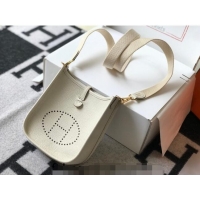 Well Crafted Hermes Evelyne Mini Bag 18cm in Togo Leather H1048 Cream White/Gold 2023 (Half Handmade)