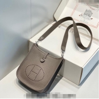 Pretty Style Hermes Evelyne Mini Bag 18cm in Togo Leather H1048 Tin Grey/Silver 2023 (Half Handmade)