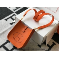 New Fashion Hermes Evelyne Mini Bag 18cm in Togo Leather H1048 Orange 2023 (Half Handmade)