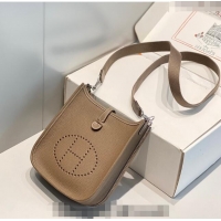 Most Popular Hermes Evelyne Mini Bag 18cm in Togo Leather H1048 Elephant Grey/Silver 2023 (Half Handmade)