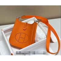 Super Quality Hermes Evelyne Mini Bag 18cm in Togo Leather H7056 Fire Orange 2023