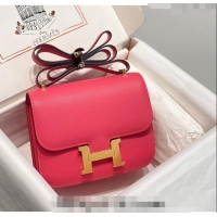 Super Quality Hermes Constance Bag 18cm in Epsom Leather H3037 Rose Lipstick Pink 2023 (Half Handmade)