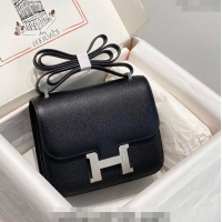 Best Price Hermes Constance Bag 18cm in Epsom Leather H3037 Black/Silver 2023 (Half Handmade)