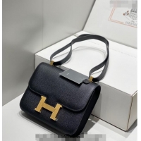 Most Popular Hermes Constance Bag 23cm in Epsom Leather with H3038 Mirror Black/Gold 2023 NEW ( Half Handmade)