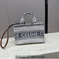 Pretty Style Celine Small Cabas Thais Tote Bag in Textile 199162 Dark Blue 2024