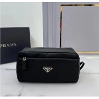 Reasonable Price Prada Re-Nylon And Saffiano Leather Travel Pouch Bag 2NA029 Black