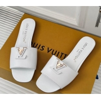 Perfect Louis Vuitton LV Capri Flat Slide Sandals in Calf Leather White 426104