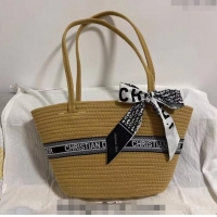 Best Price Dior Straw Basket bag 051301 Khaki 2024